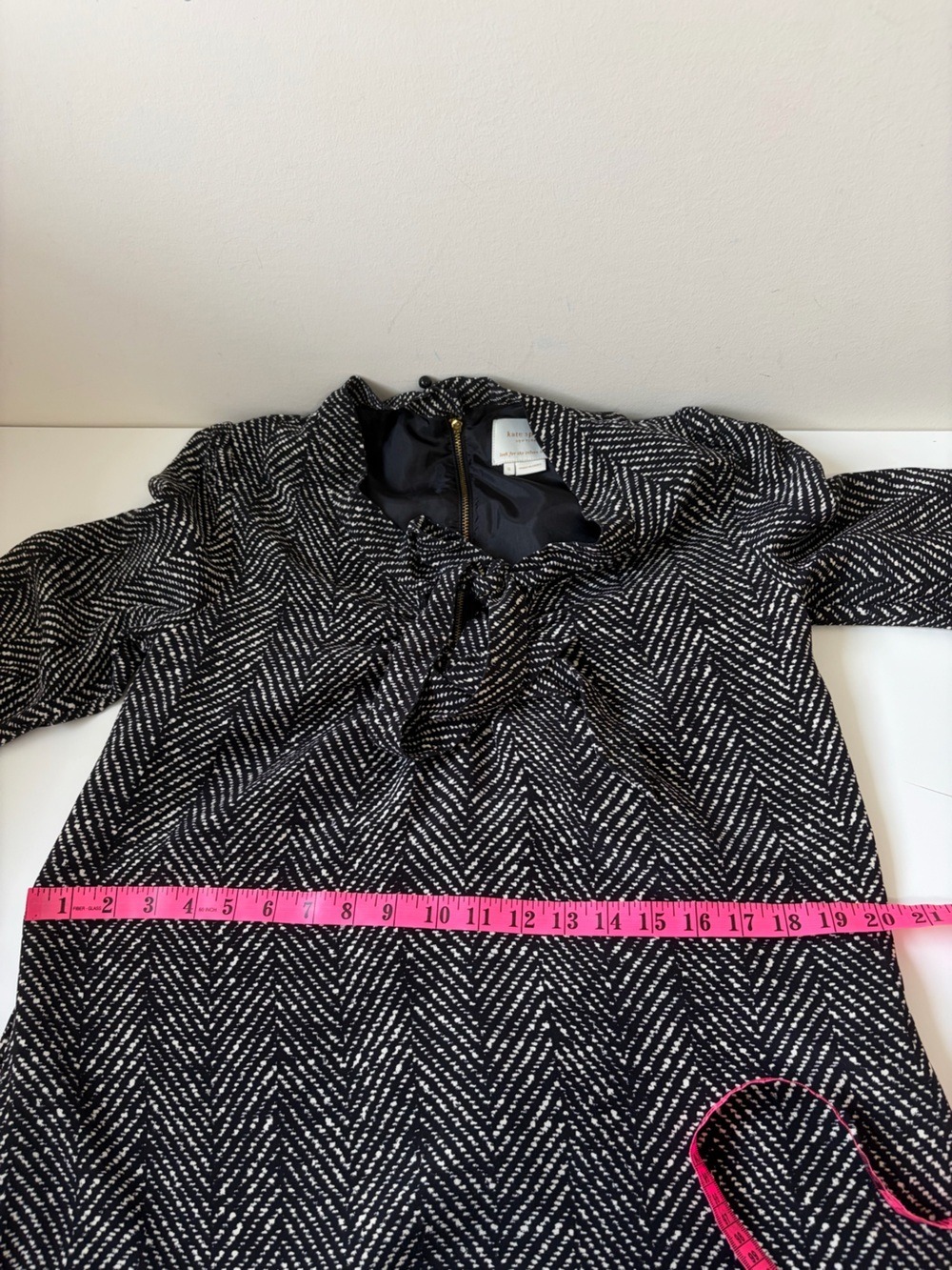 KATE SPADE 100% SILK HERRINGBONE TIE FRONT DRESS - Picture 12 of 16